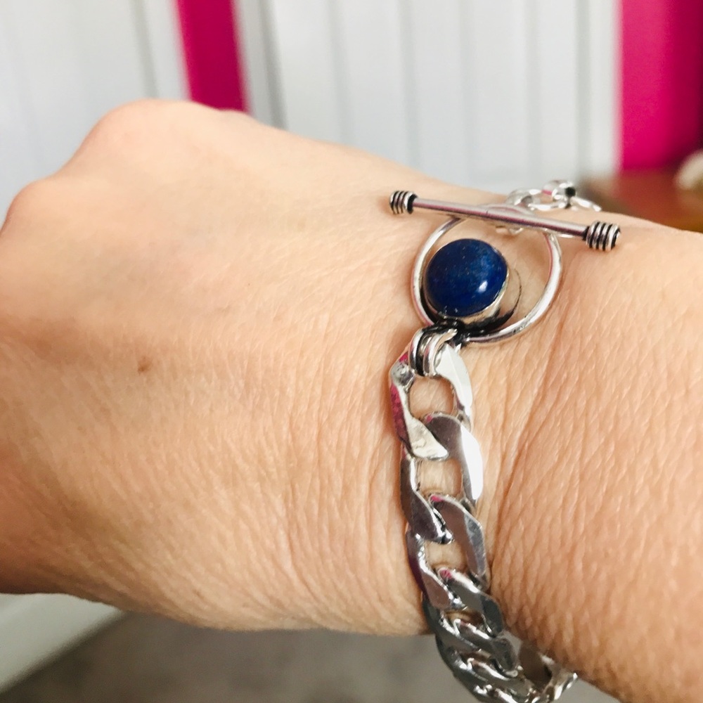 NEW Lapis Lazuli 925 Sterling Silver Bracelet 8”